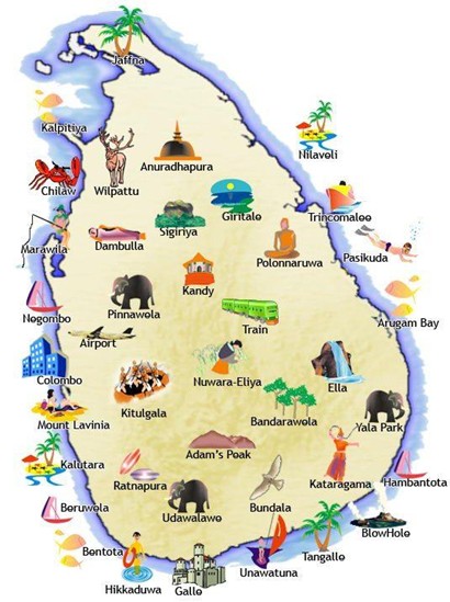 sri lanka travel map